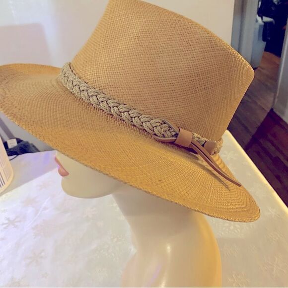 Dorman Straw Fedora Panama Hat Tan & Hatband Sz 7-7 1/8 USA Gorgeous - Picture 4 of 8